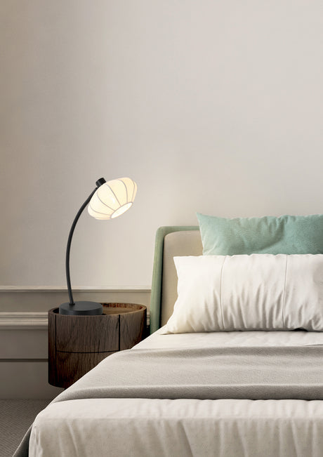 Searchlight Electric Radiant 1Lt Table Lamp, Black Metal with Soft Fabric Shade 52852BK