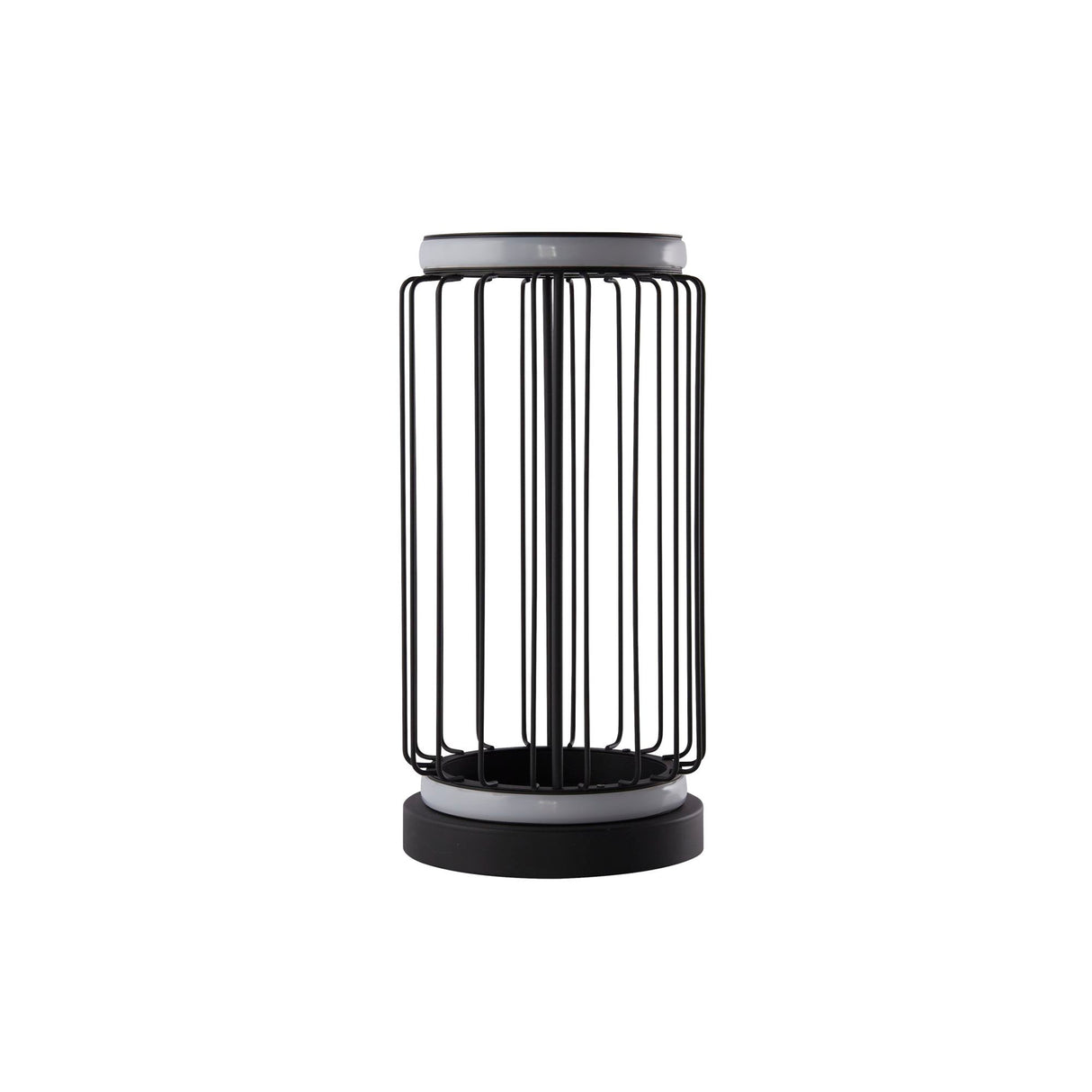 Searchlight Electric Circolo Cage Table Lamp - Black Metal & White Silicon 54210-1BK