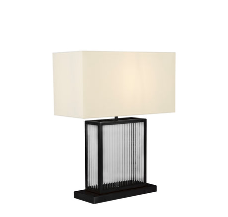 Clarendon Table Lamp - Black Metal, Tempered Glass & Velvet