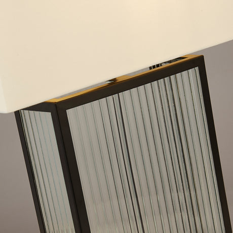 Searchlight Electric Clarendon Table Lamp - Black Metal, Tempered Glass & Velvet 54210BK