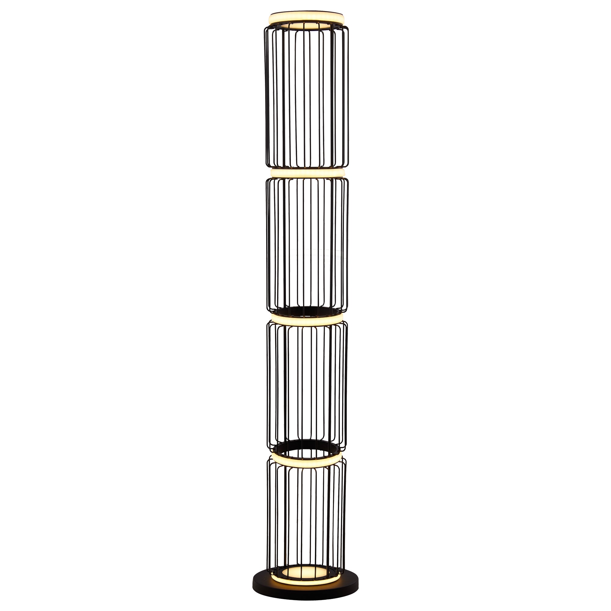 Circolo Cage Floor Lamp - Black Metal & White Silicon