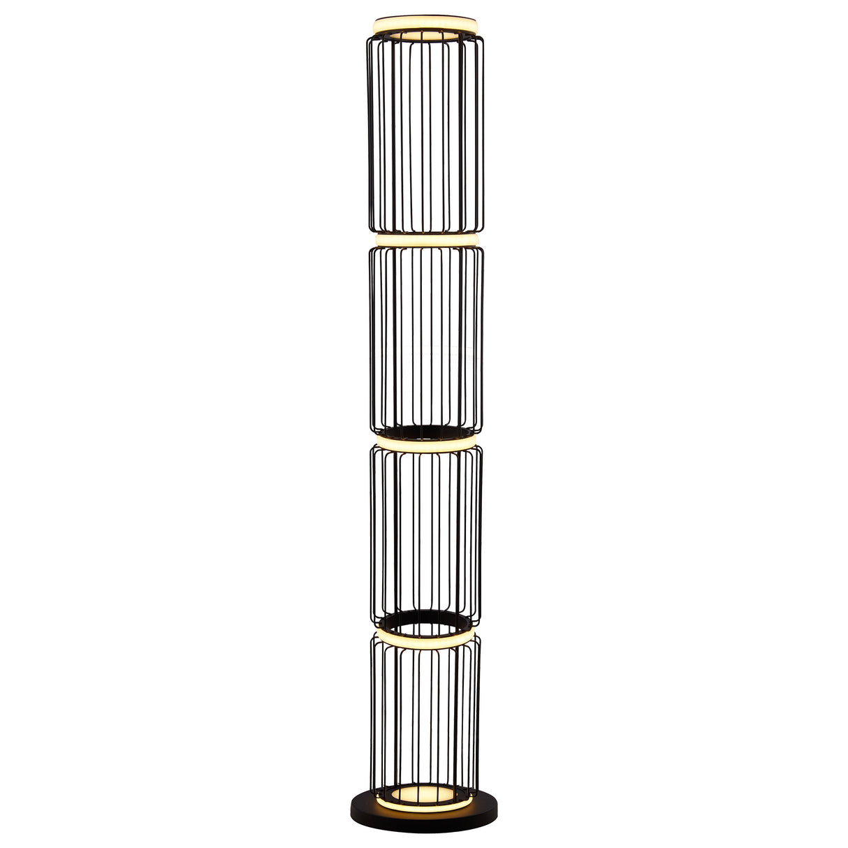 Circolo Cage Floor Lamp - Black Metal & White Silicon