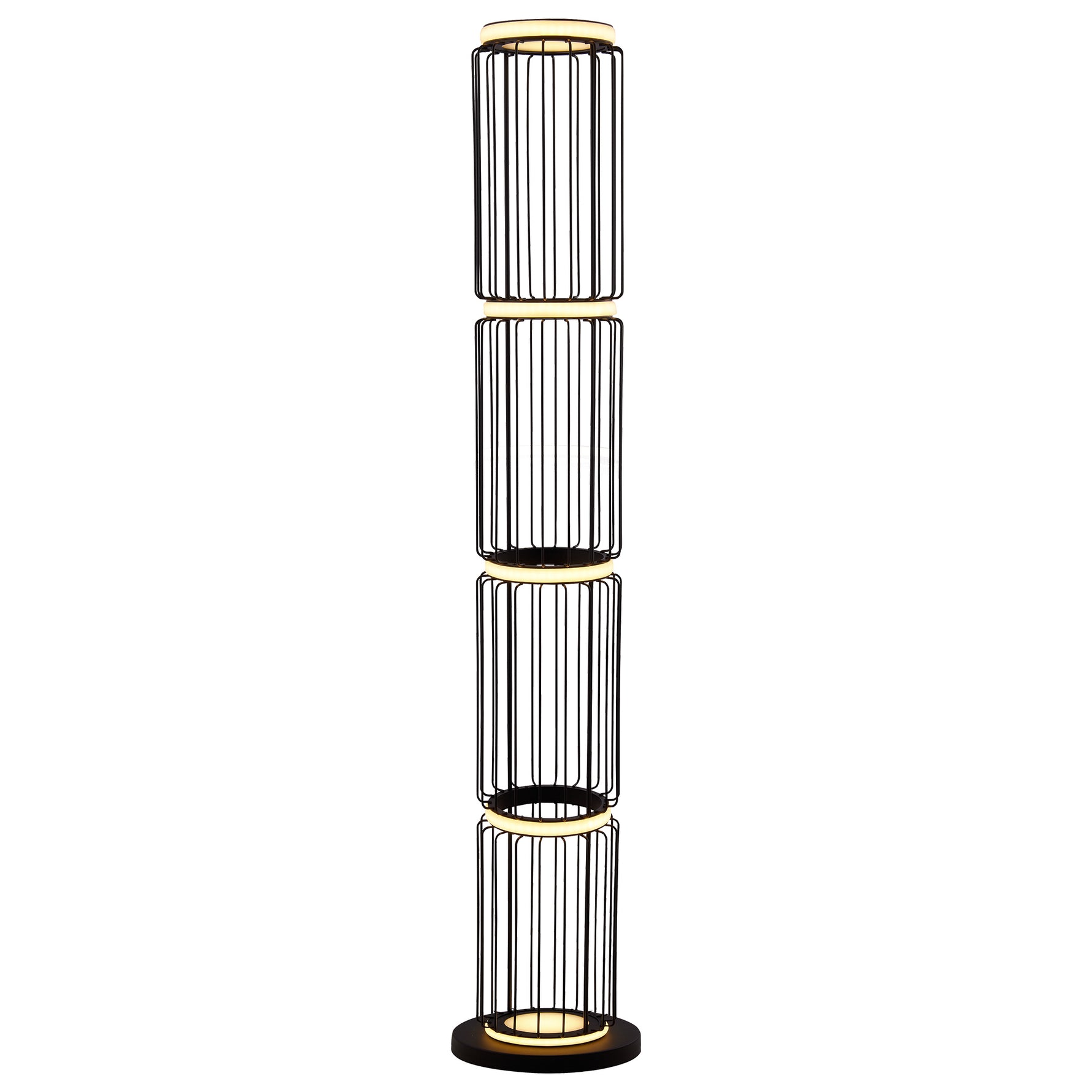 Circolo Cage Floor Lamp - Black Metal & White Silicon