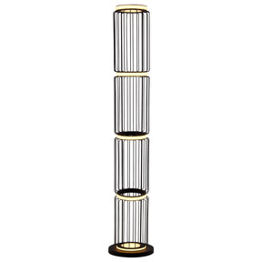 Circolo Cage Floor Lamp - Black Metal & White Silicon