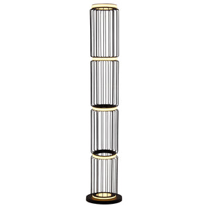 Circolo Cage Floor Lamp - Black Metal & White Silicon