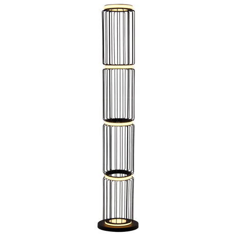 Circolo Cage Floor Lamp - Black Metal & White Silicon