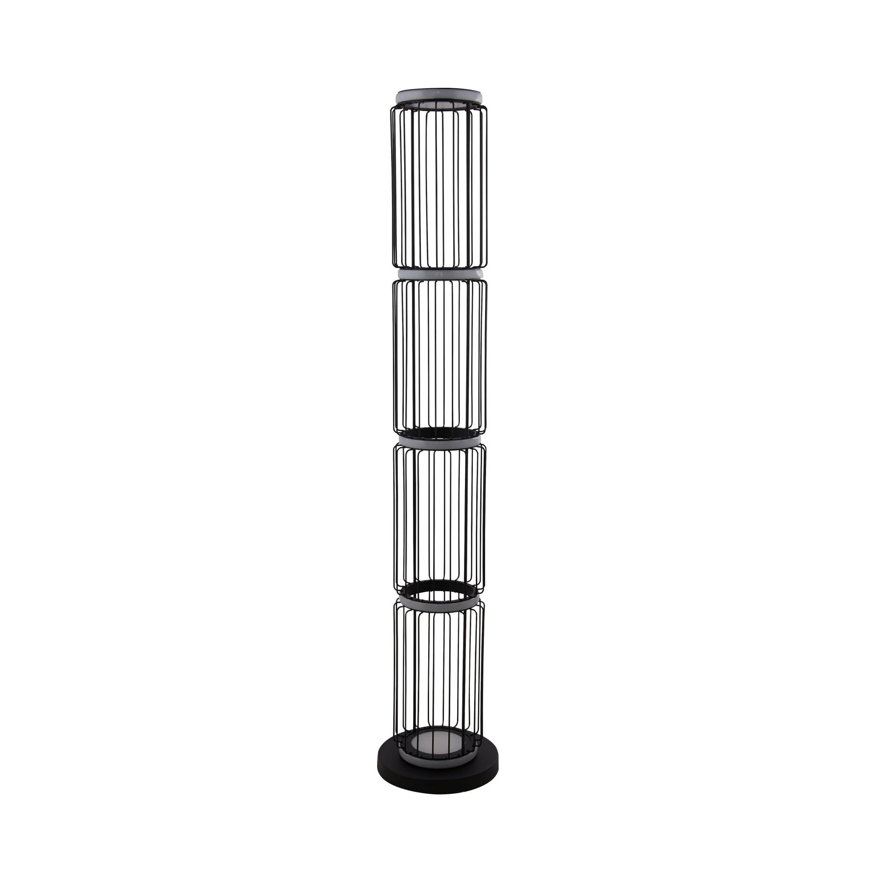 Searchlight Electric Circolo Cage Floor Lamp - Black Metal & White Silicon 54211-1BK
