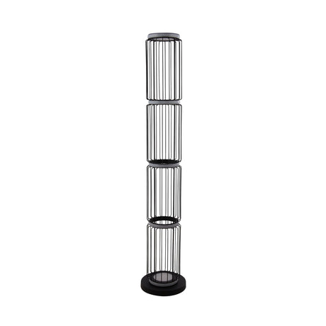 Searchlight Electric Circolo Cage Floor Lamp - Black Metal & White Silicon 54211-1BK