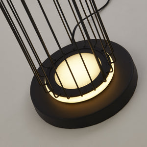 Searchlight Electric Circolo Cage Floor Lamp - Black Metal & White Silicon 54211-1BK