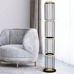 Searchlight Electric Circolo Cage Floor Lamp - Black Metal & White Silicon 54211-1BK