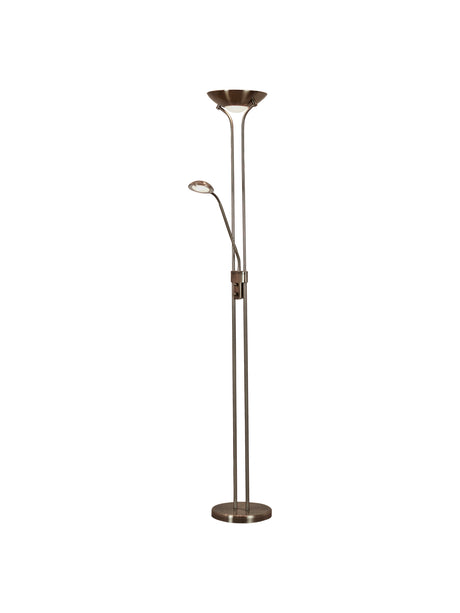 Searchlight Electric Mother & Child Floor Lamp - Antique Brass Metal & Glass 5430AB