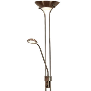 Searchlight Electric Mother & Child Floor Lamp - Antique Brass Metal & Glass 5430AB