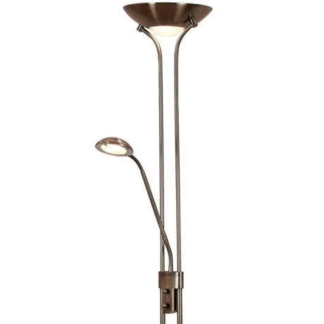 Searchlight Electric Mother & Child Floor Lamp - Antique Brass Metal & Glass 5430AB