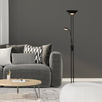 Searchlight Electric Mother & Child Floor Lamp - Matt Black Metal & Glass 5430BK
