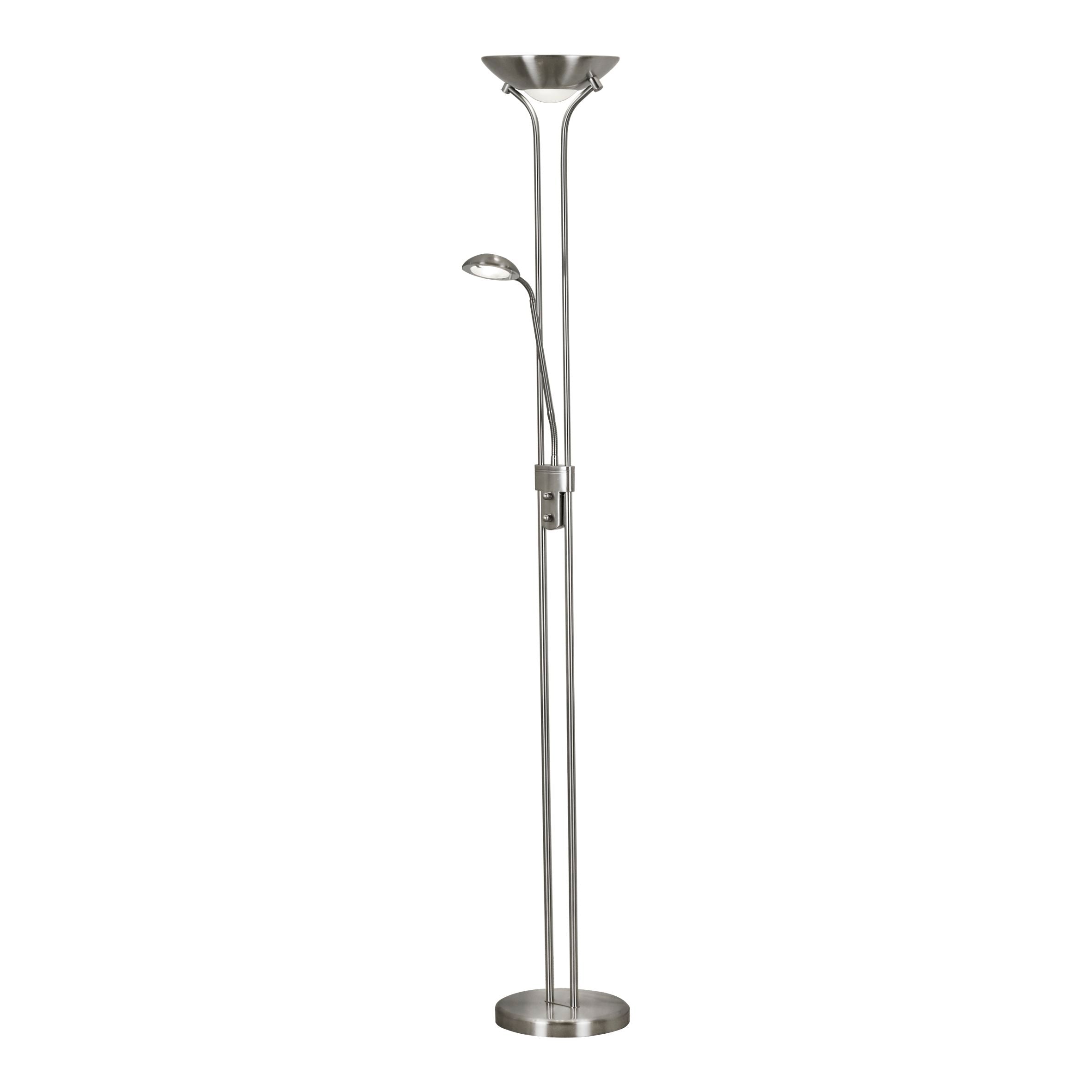 Mother & Child Floor Lamp - Satin Silver Metal & Glass