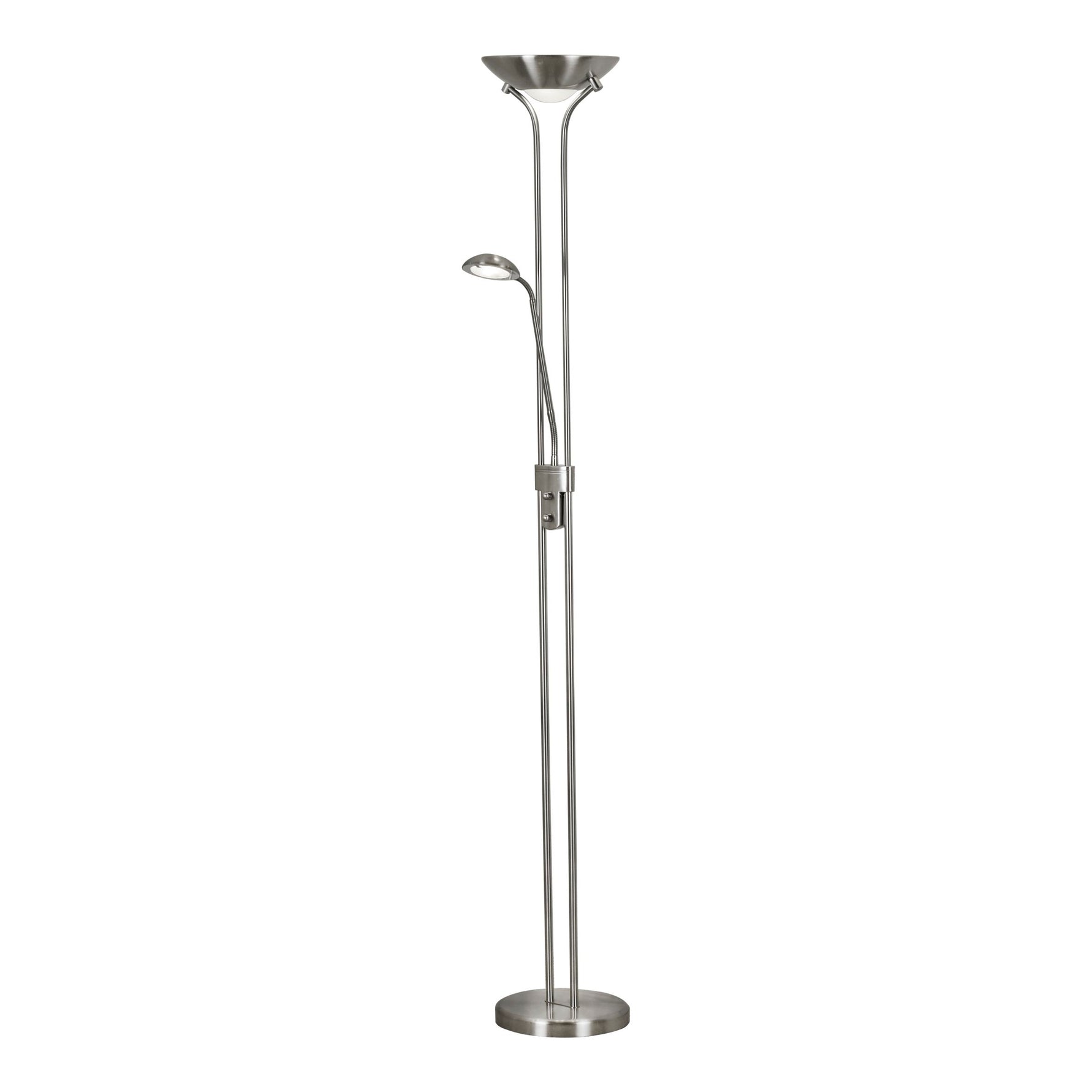 Mother & Child Floor Lamp - Satin Silver Metal & Glass