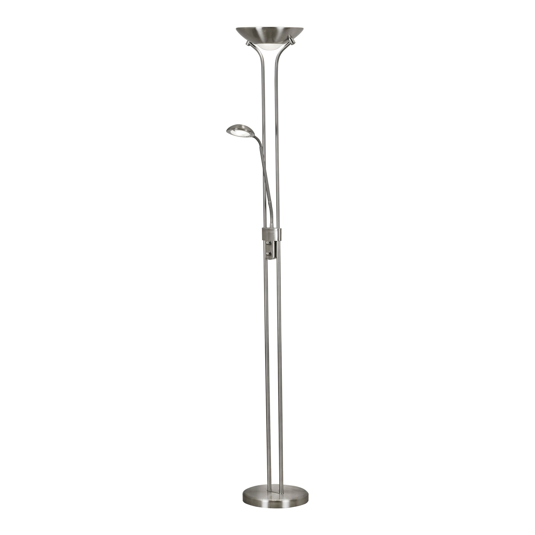 Searchlight Electric Mother & Child Floor Lamp - Satin Silver Metal & Glass 5430SS