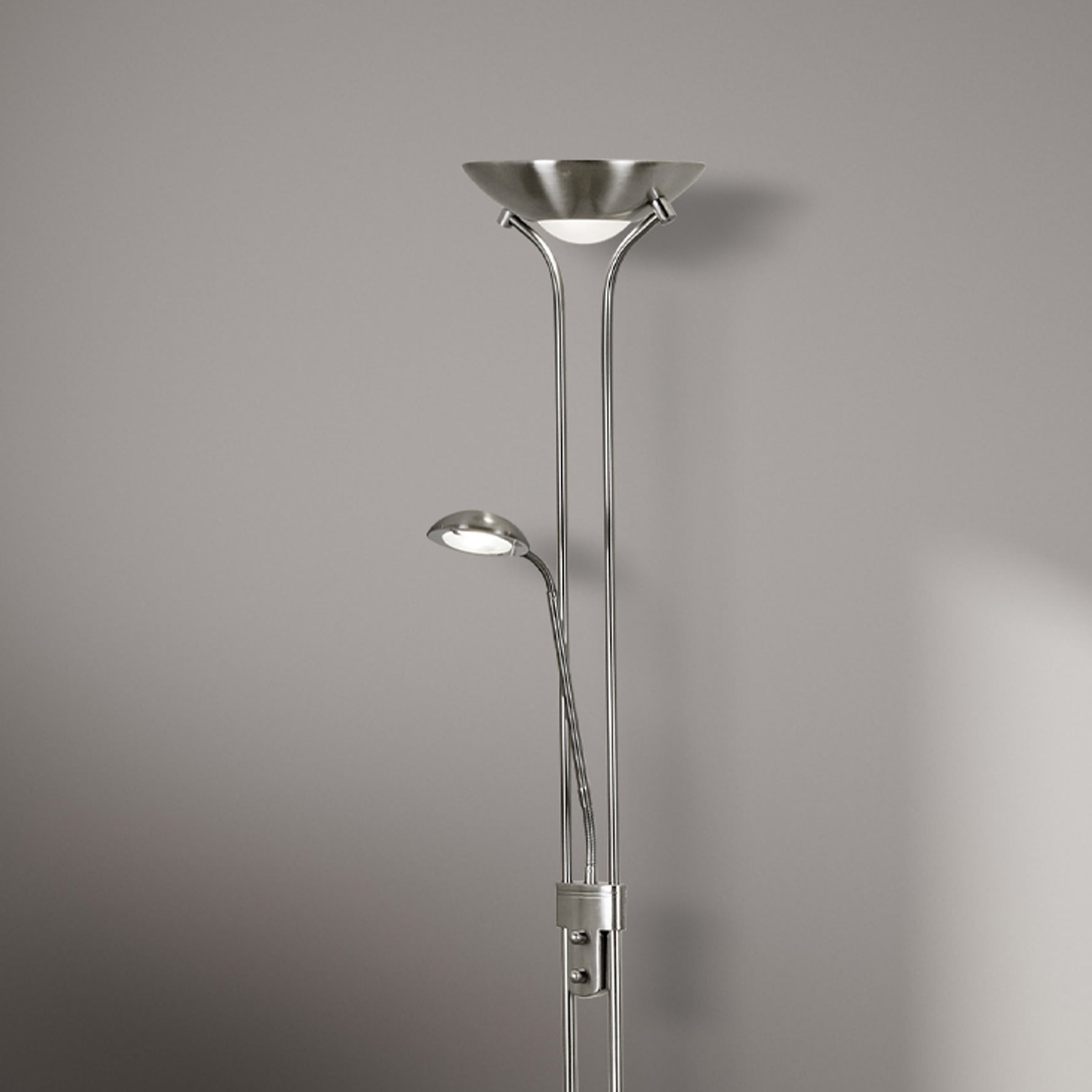 Searchlight Electric Mother & Child Floor Lamp - Satin Silver Metal & Glass 5430SS