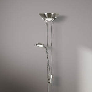 Searchlight Electric Mother & Child Floor Lamp - Satin Silver Metal & Glass 5430SS