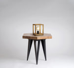 Searchlight Electric Square  Table Lamp  - Natural Wood & Black Metal 54742-1NA