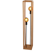 Square 2Lt Floor Lamp - Natural Wood & Black Metal