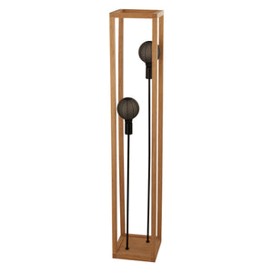 Searchlight Electric Square 2Lt Floor Lamp - Natural Wood & Black Metal 54742-2NA