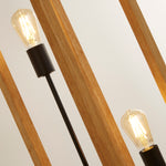 Searchlight Electric Square 2Lt Floor Lamp - Natural Wood & Black Metal 54742-2NA