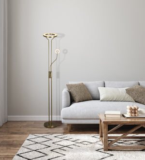 Searchlight Electric Mother & Child Floor Lamp - Satin Brass Metal 55601SB
