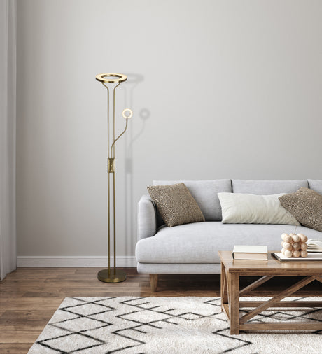 Searchlight Electric Mother & Child Floor Lamp - Satin Brass Metal 55601SB