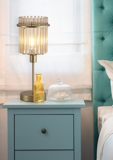 Searchlight Electric Swizzle 1Lt Table Lamp, Gold Metal with Champagne Rods 55622CP
