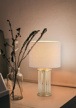 Searchlight Electric Swizzle 1Lt Table Lamp, Gold Metal and White Shade 55623CP