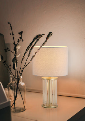 Searchlight Electric Swizzle 1Lt Table Lamp, Gold Metal and White Shade 55623CP