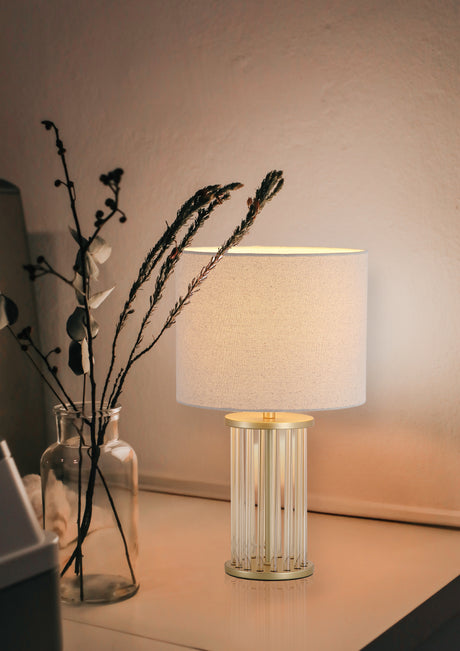 Searchlight Electric Swizzle 1Lt Table Lamp, Gold Metal and White Shade 55623CP