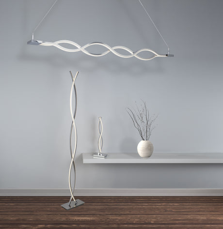 Searchlight Electric Platt LED Wave Floor Lamp - Chrome & Opal 5679CC
