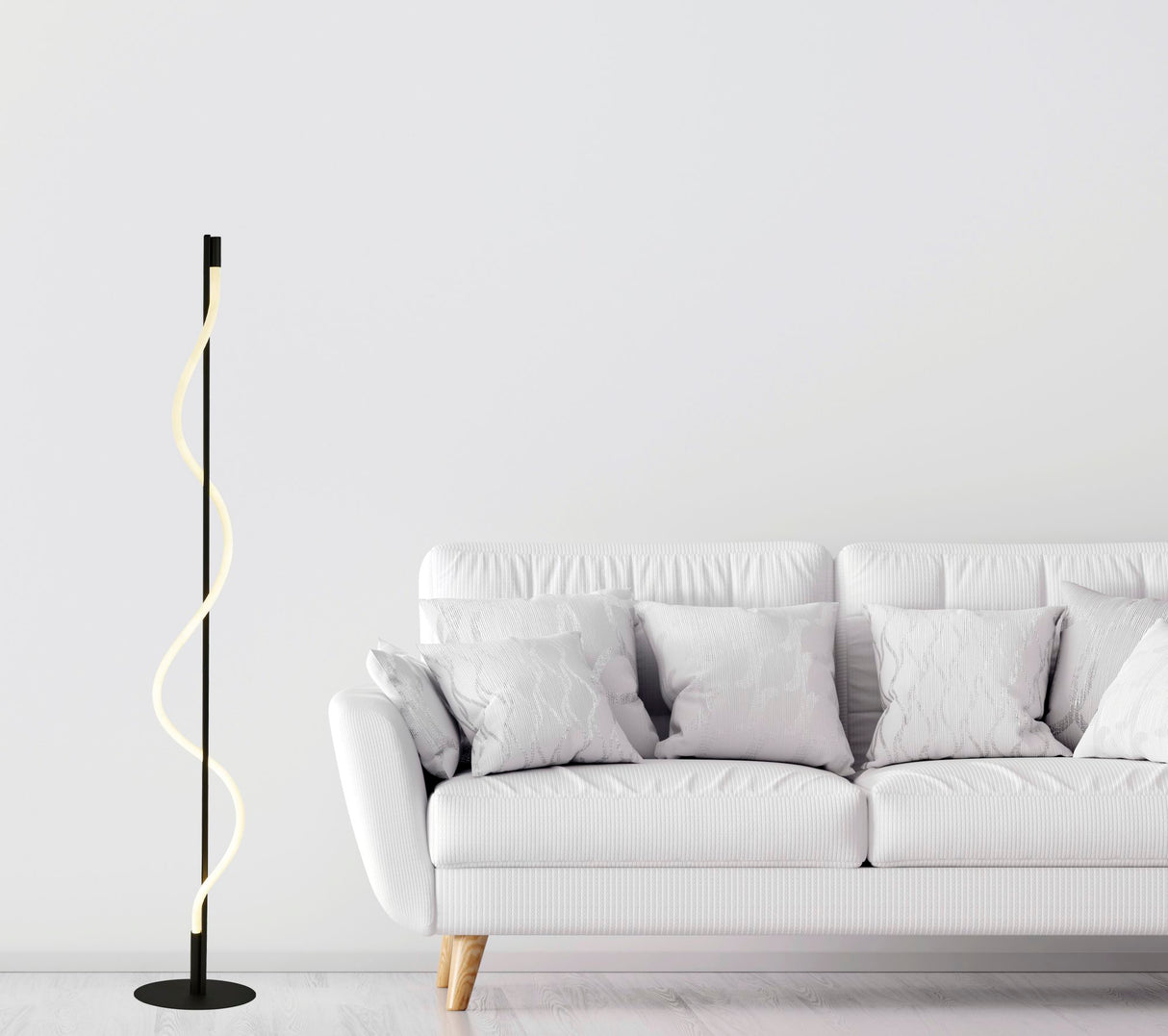 Searchlight Electric Serpent Floor Lamp - Black Metal & Opal Tube 57213BK