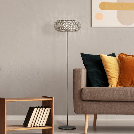 Searchlight Electric Marylin 3LT Floor Lamp - Chrome, Crystal Glass & Sand 5819CC