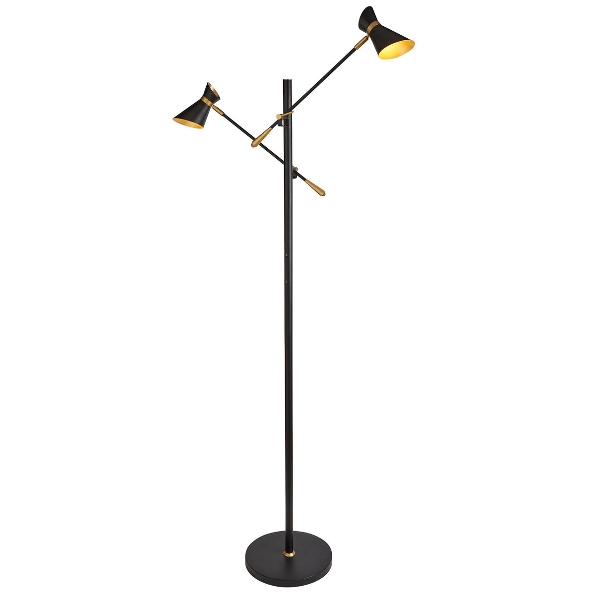 Diablo 2Lt Floor Lamp - Black & Gold Metal