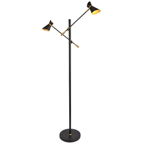 Diablo 2Lt Floor Lamp - Black & Gold Metal