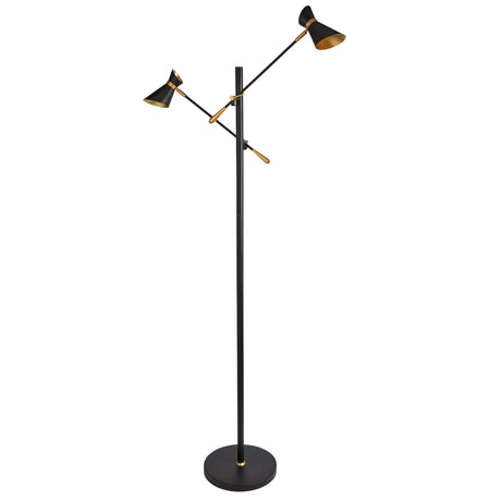 Searchlight Electric Diablo 2Lt Floor Lamp - Black & Gold Metal 5962-2BG