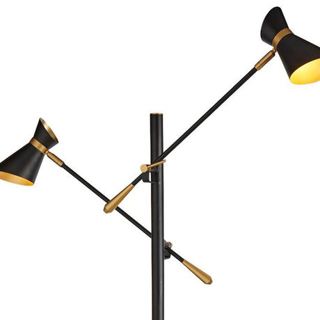 Searchlight Electric Diablo 2Lt Floor Lamp - Black & Gold Metal 5962-2BG