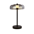 Frisbee Table Lamp  - Black Metal & Smoked Glass