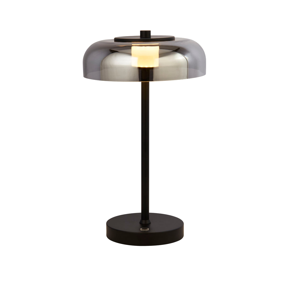 Frisbee Table Lamp  - Black Metal & Smoked Glass