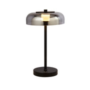 Frisbee Table Lamp  - Black Metal & Smoked Glass