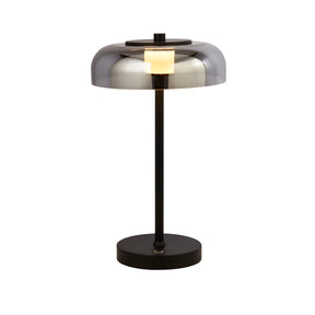 Frisbee Table Lamp  - Black Metal & Smoked Glass