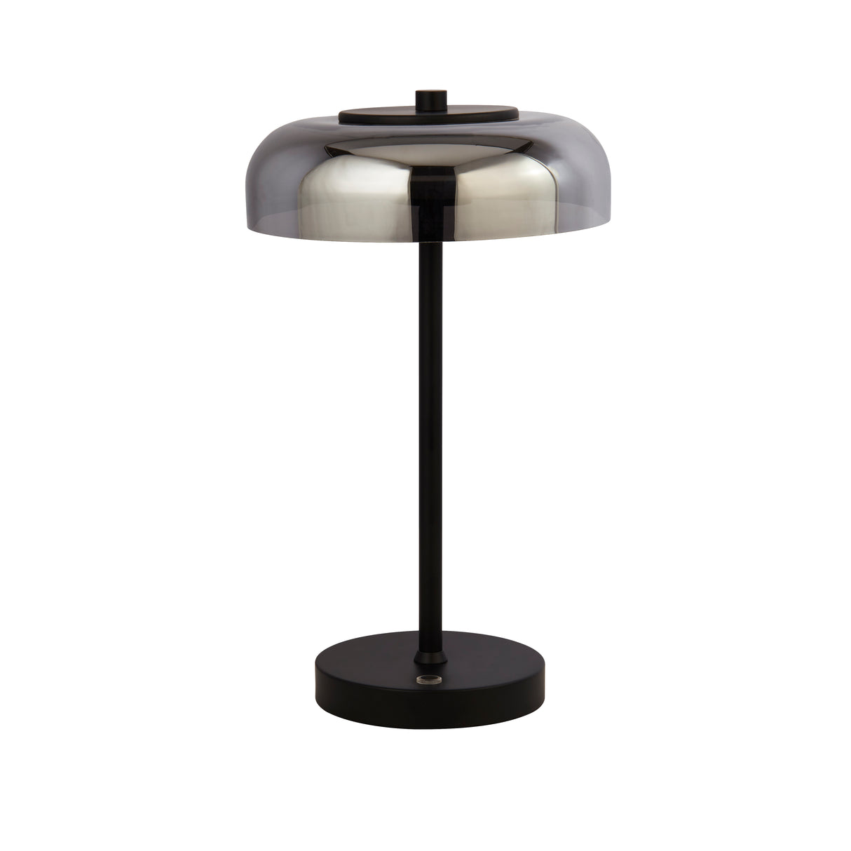 Searchlight Electric Frisbee Table Lamp  - Black Metal & Smoked Glass 59801-1SM