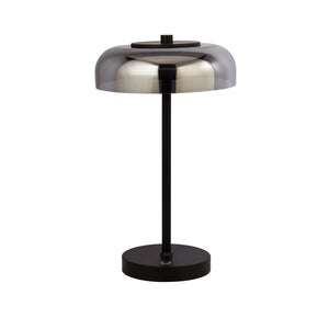 Searchlight Electric Frisbee Table Lamp  - Black Metal & Smoked Glass 59801-1SM