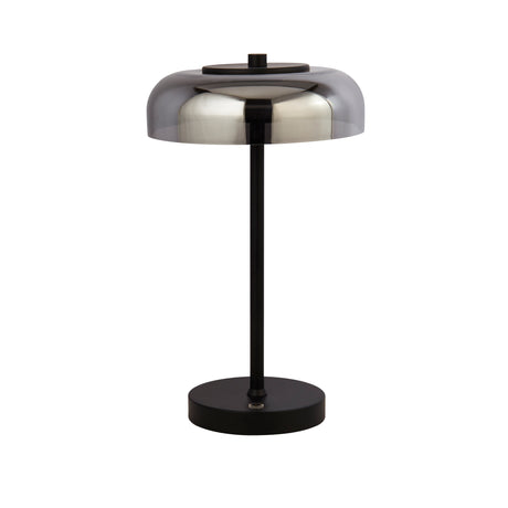Searchlight Electric Frisbee Table Lamp  - Black Metal & Smoked Glass 59801-1SM