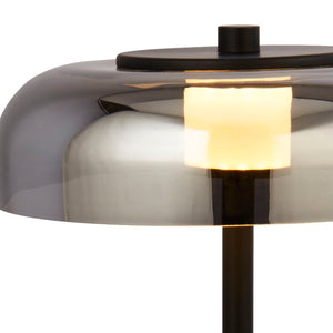 Searchlight Electric Frisbee Table Lamp  - Black Metal & Smoked Glass 59801-1SM