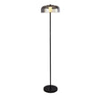 Frisbee Floor Lamp  - Black Metal & Smoked Glass