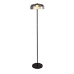 Frisbee Floor Lamp  - Black Metal & Smoked Glass
